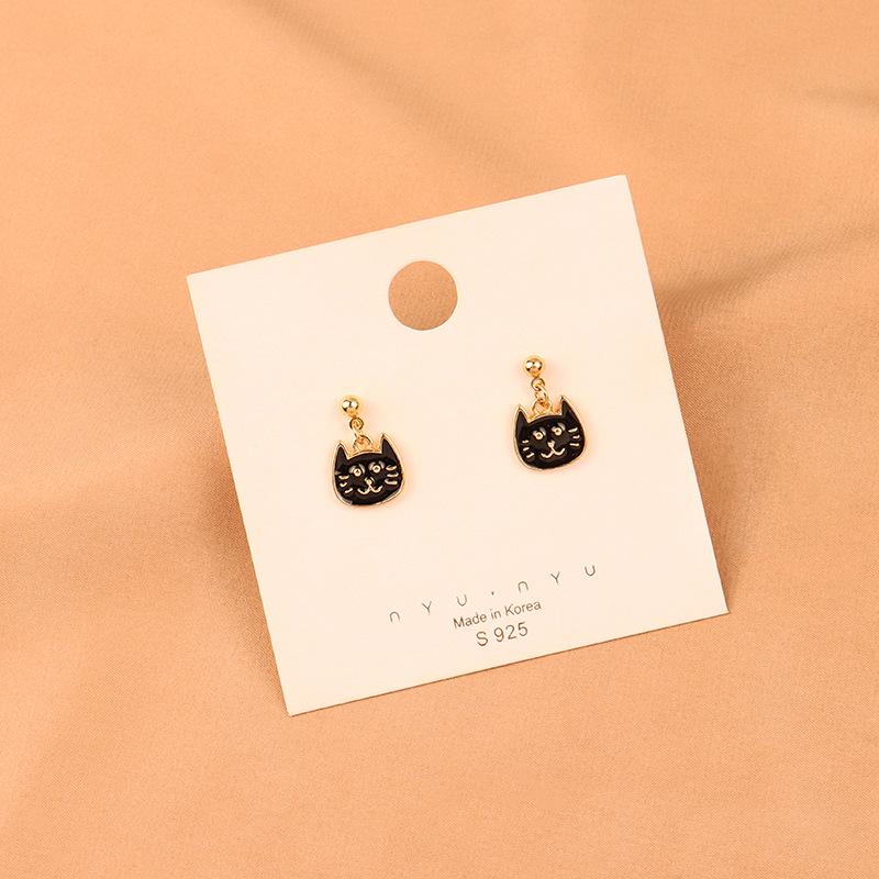 

Trendy Korean Retro Minimalist Kitten Pendant Stud Earrings - Sweet & Versatile B360
