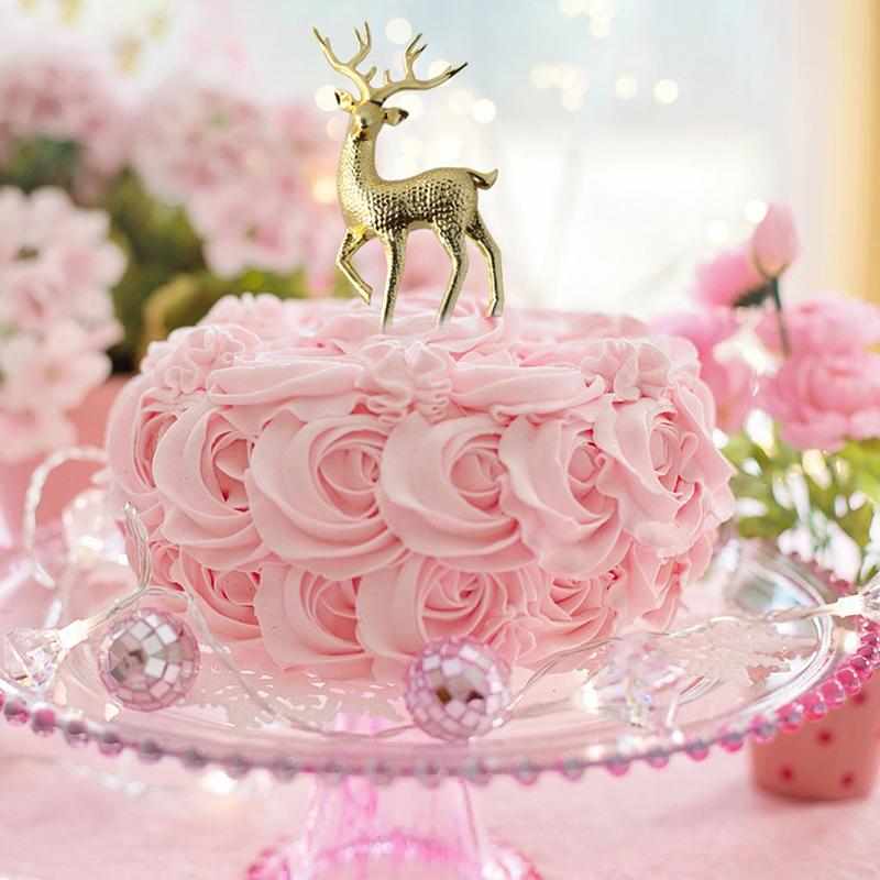 1pc Christmas Elk Plastic Golden Cake Topper Dessert Decoration Merry Christmas New Year Home Decor Children Gift