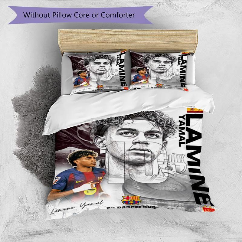 Lamine Yamal Fcb World Cup Champion Bedding Set,Premium Bed Linen for Bedroom Home Decoration,Perfect Collectible Gift for Messi Fans,Easy Care Duvet 