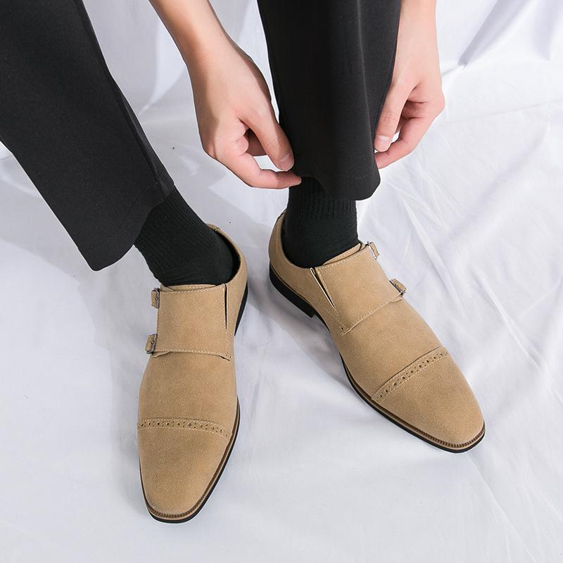 Men's Suede Leather Casual Shoes Business Oxford Shoes Men's Loafers Handmade Business Dress Moccasin Dress Shoes  Big Size 46