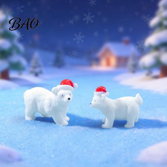 Cute Winter Decor Miniature Polar Bear Figurines, Durable Synthetic Resin Animal Landscape Supplies Ornaments, Decorative Accents for Fairy