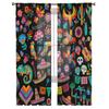 Mexican Festival Pattern Texture Chiffon Sheer Curtains For Living Room Bedroom Decoration Window Tulle Curtains Drapes