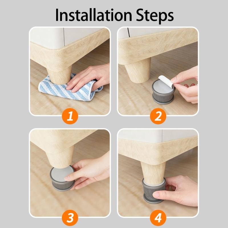 Without Drill Risers Providing Adjustable Height and Stability Support for Furniture Leveling In Cabinets and Wardrobes