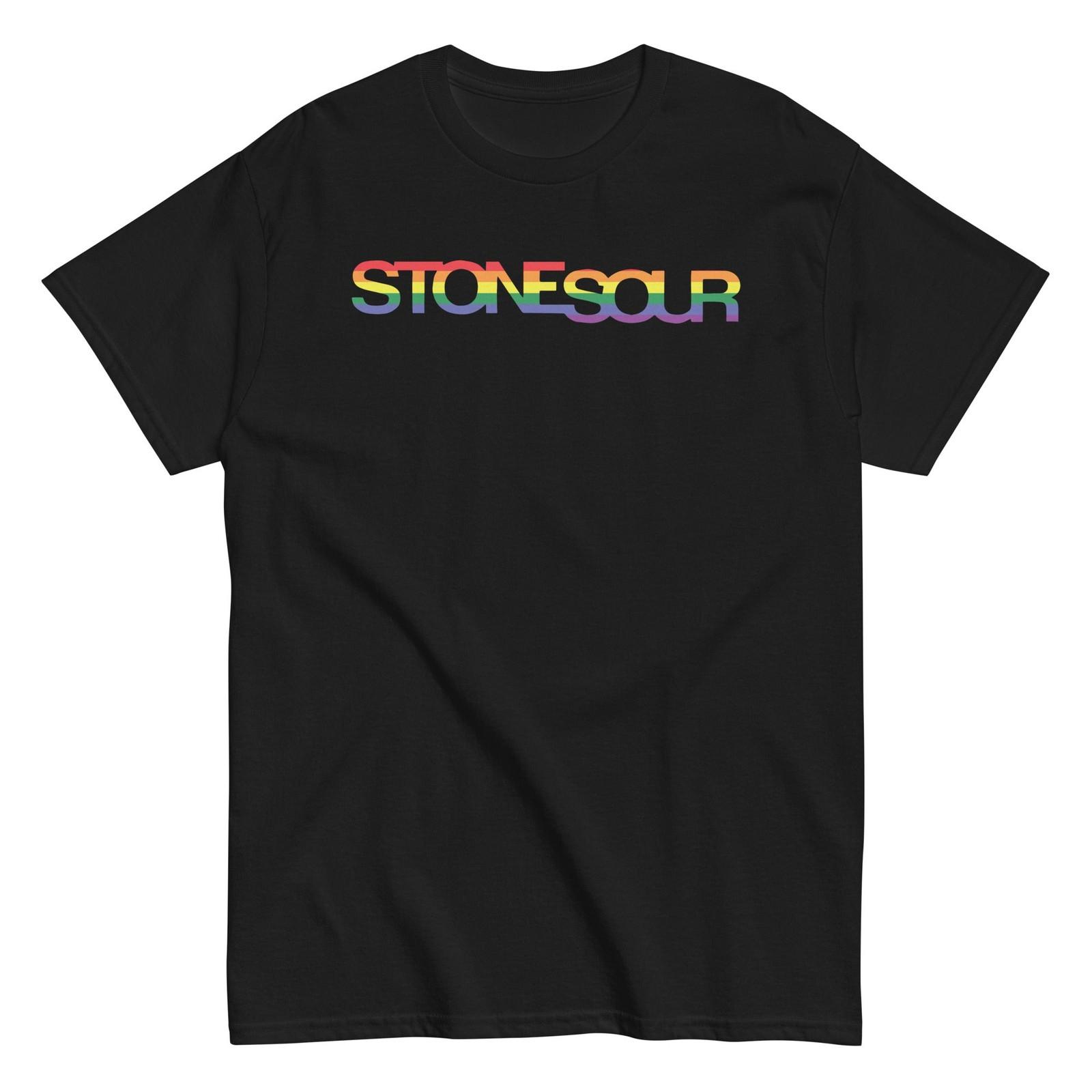 MerchMoment Stone Temple Pilots StoneSour Rainbow T-Shirt T-Shirt Black New S