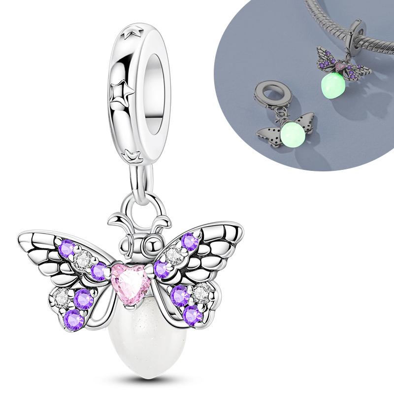 Copper Charms Luminous Beads Firefly Chameleon Fit Original Bracelet Pendant Diy For Woman Jewelry