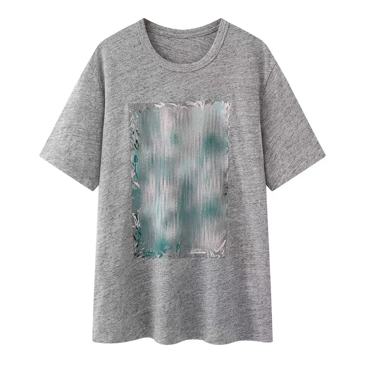 

In Stock: 2025 Winter Loose Floral Print Round Neck Short Sleeve T-shirt Top 5Q1112760 Large