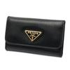 Used / PRADA Triangle Logo Key Case 1PG222 Leather Black/Gold Hardware [Used]