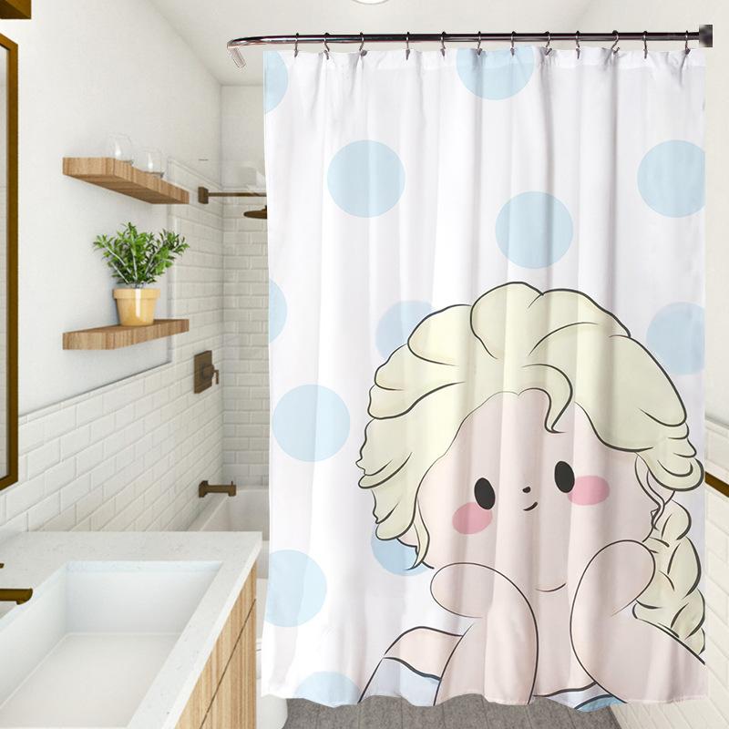 

Cartoon Fairy Princess Shower Curtain Girl Cute Girl Holding Face Picture Series Bathroom Curtains Waterproof Fabric Home Sets W90xH180cm