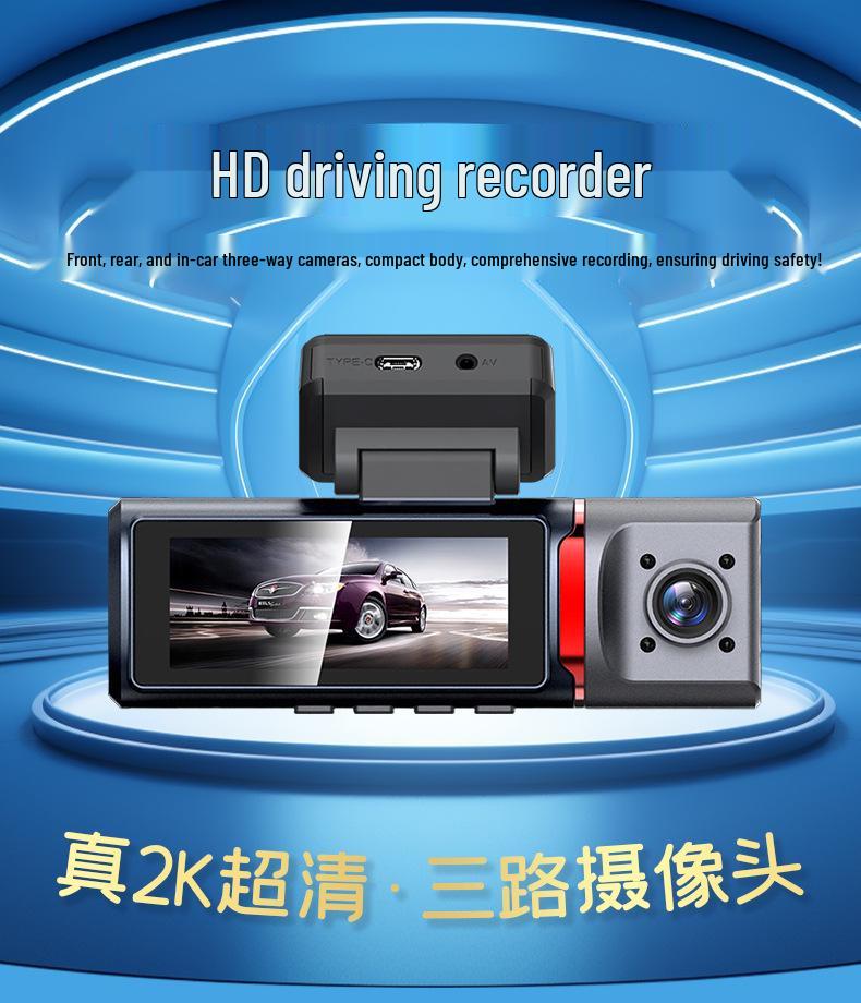 4K Triple-Lens Dash Cam with Night Vision & Built-in GPS