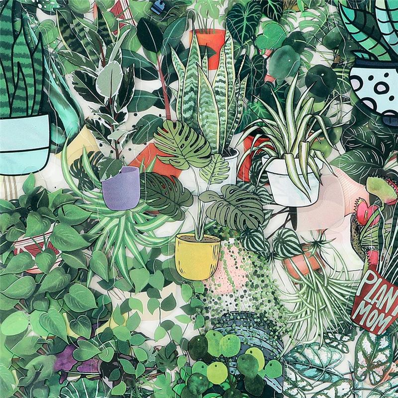 50Pcs/Set Green Potted Plants PET Stickers Waterproof DIY Fashion Doodle Decals Stickers