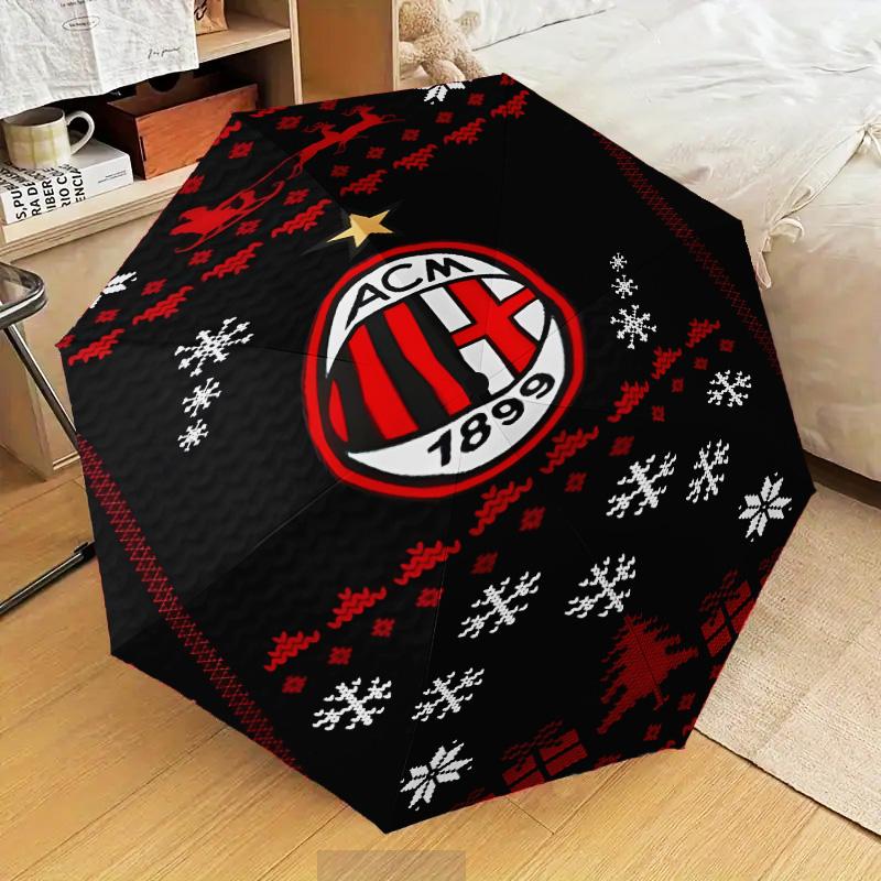 1PC Ac Milan Printed Umbrella Folding umbrella, automatic umbrella 8-Frame for Travel, camping Fan gifts Christmas Gifts