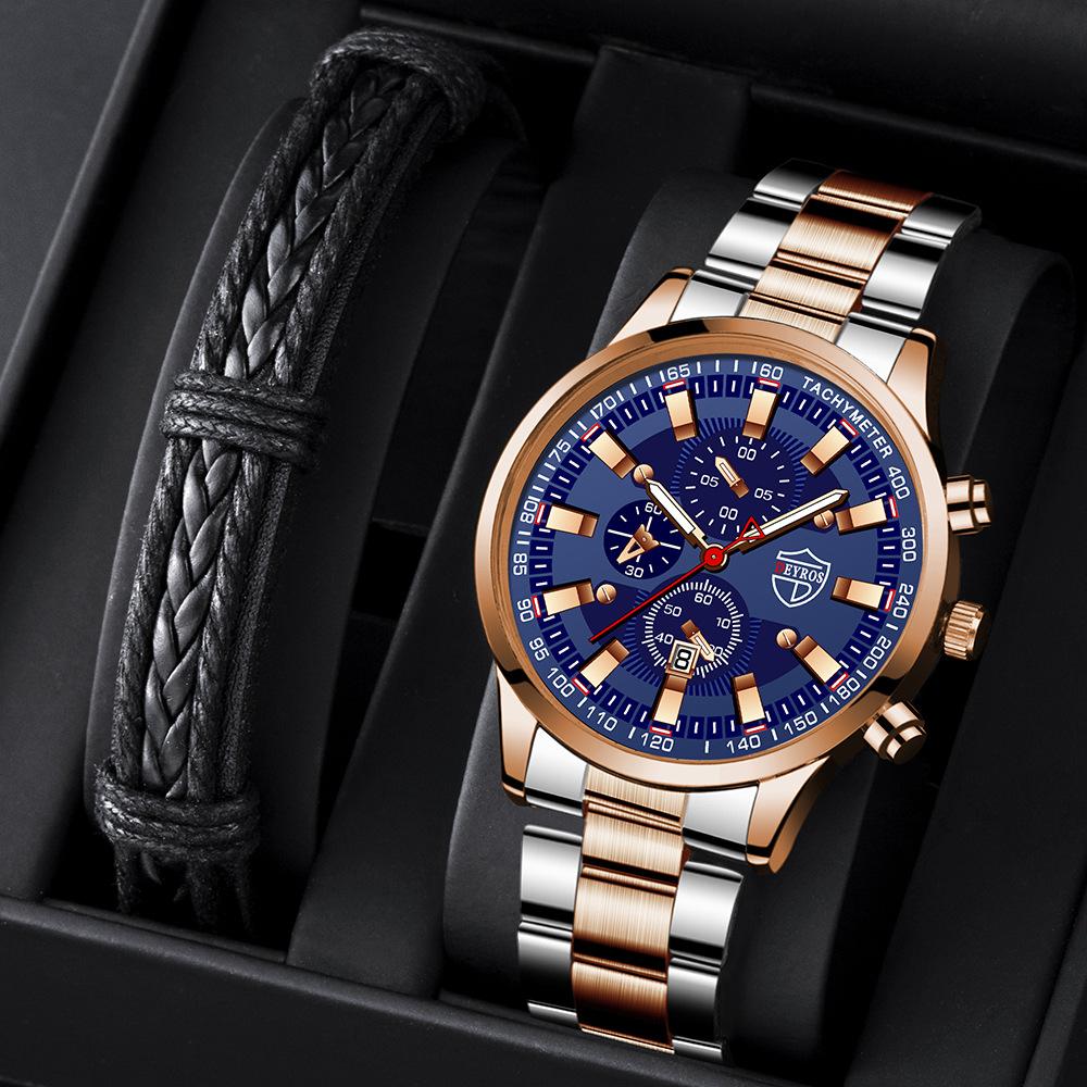Stainless Steel Strap Watch Men'S Fashion Luminous Calendar Automatic Quartz Watch