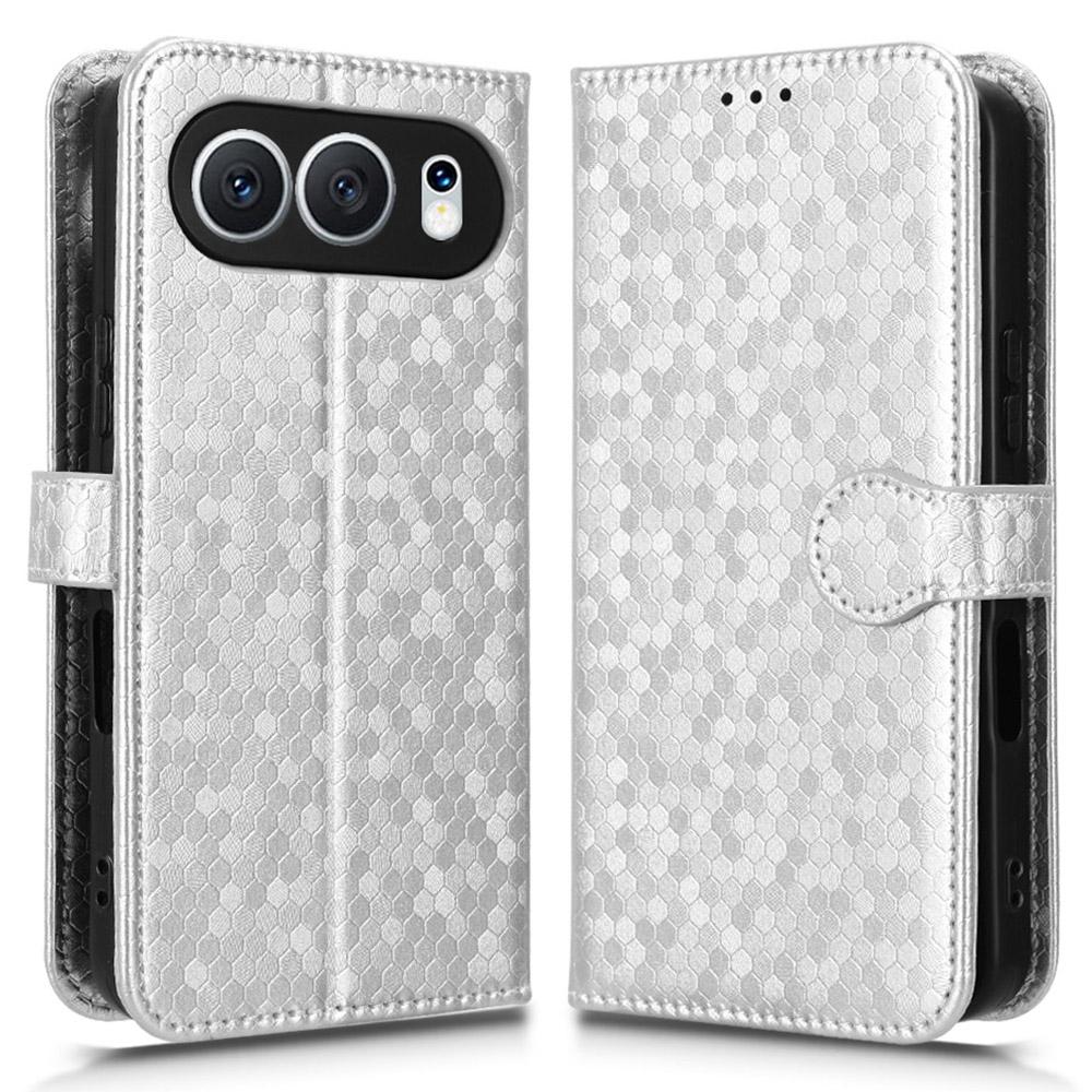 

For Honor 500 5G Wallet Case Dot Pattern Imprint PU Leather Phone Cover with Wrist Strap