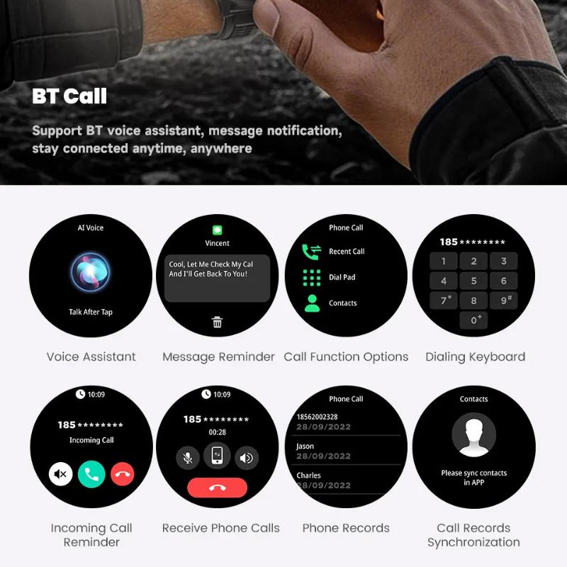 2025 New 1000MAH Super Endurance Smart Watch Men 1.73-inch HD Screen GPS Compass Bluetooth Call Waterproof Sport Smart Watch FOR XIAOMI