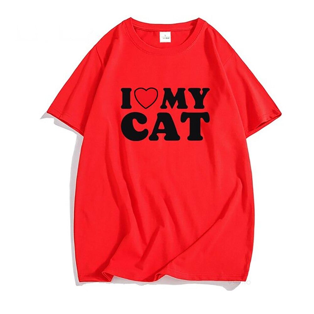 I Love My Cat T-shirt Harajuku Letter Print Heart Graphic Unisex Tshirt Summer Short Sleeve Women T Shirt