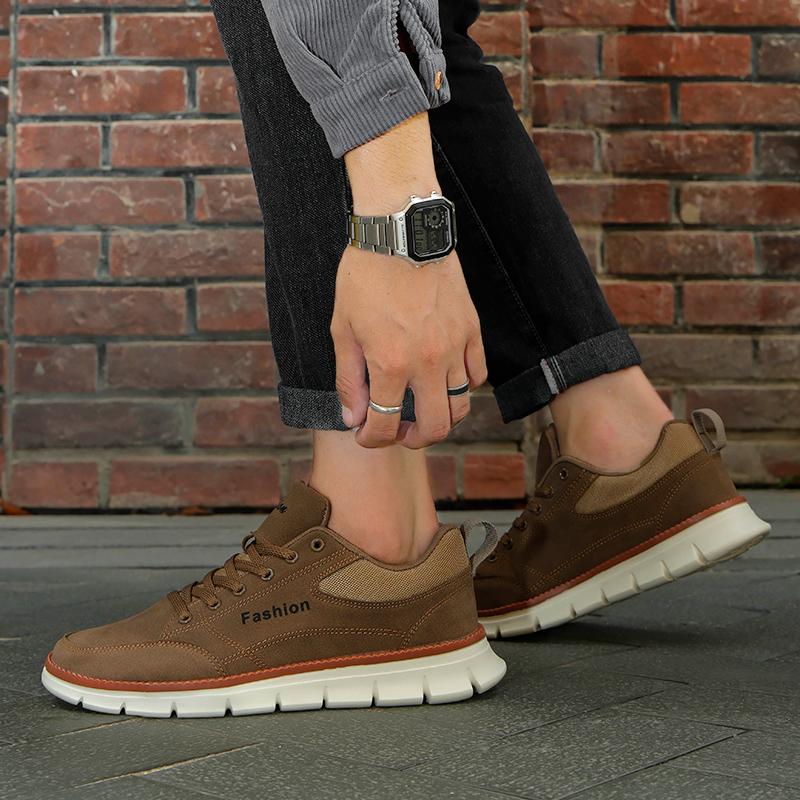Retro Brown Men's Casual Shoes Fashion Comfortable Suede Sneakers - Main Image