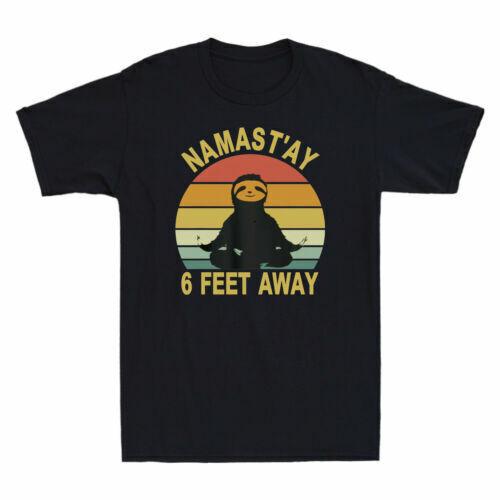 Namast ay 6 Feet Away Shirt Sloth Social Distancing Vintage Men T-shirt S