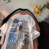 Fat mm cartoon t-shirt women's design sense niche summer loose student short sleeve ins trendy sweet and spicy top large size women's clothing