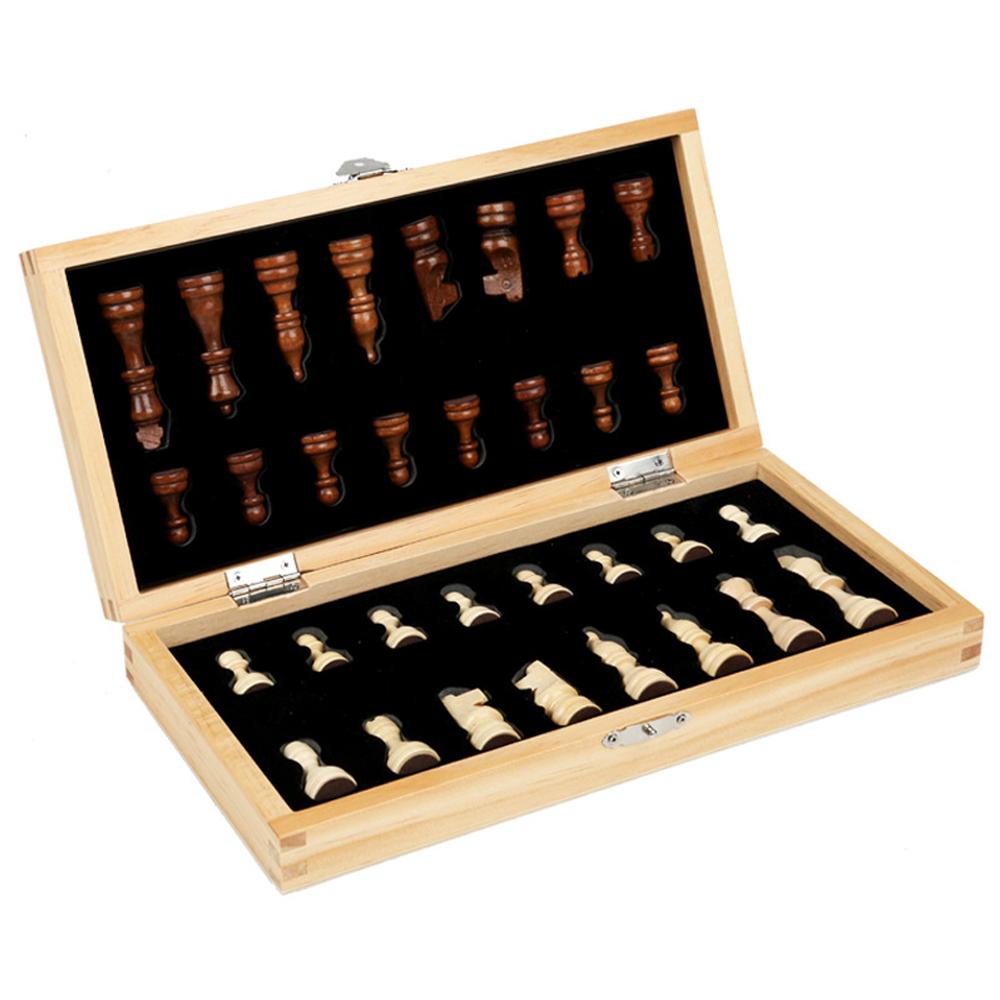 

Магнитный деревянный набор шахматной доски Складная игра в международные шахматы 11,4X11,4 дюйма с изготовленными шахматными фигурами и слотами для хранения жёлтый