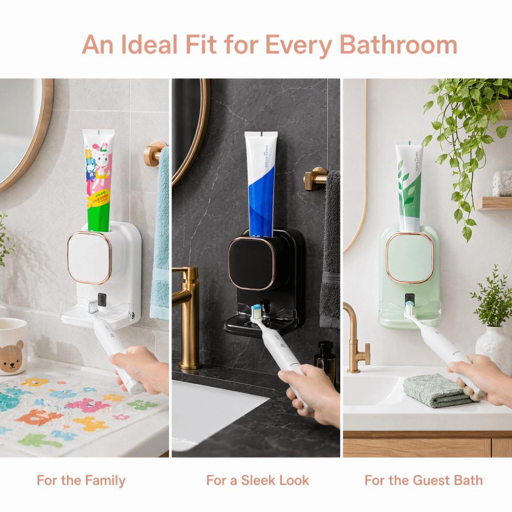 USB Powered Toothpaste Squeezer PS, PC, ABS Toothbrush Holder Toothpaste Dispenser  Space Saving