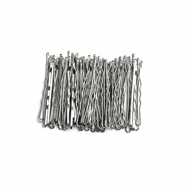 100er-Pack Nahtlose Schwarze Haarklammern, 5 cm, Ein-Wort-Design