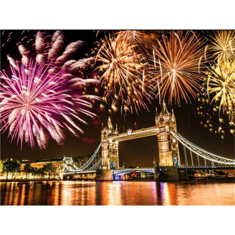 Diamant-Gemälde voller Bohrer, städtisches Feuerwerk, rundes Diamant-Gemälde, handgefertigt, niedliche schwarze Katze, Diy, frohe Weihnachten, Diamant-Mosaik-Gemälde, Heimdekoration