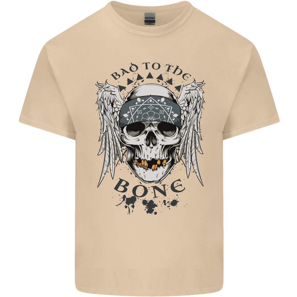 Bad To the Bone Biker Skull Angel Motorbike Unisexs Light Cotton TShirt