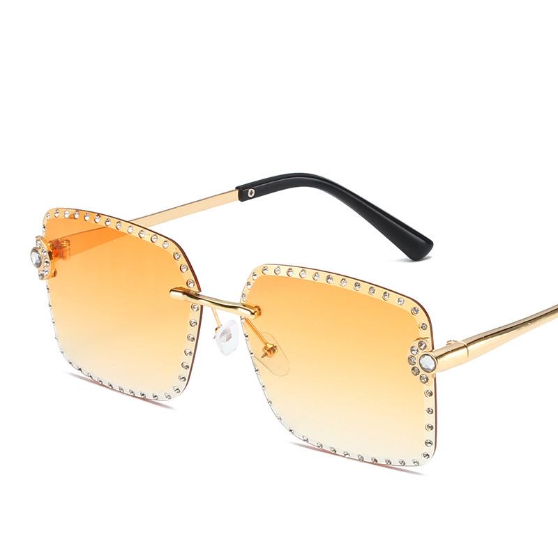 Vintage Fashion Rimless Square Diamond Sunglasses Women For Men Luxury Brand Designer Sun Glasses Metal Punk Popular Shades