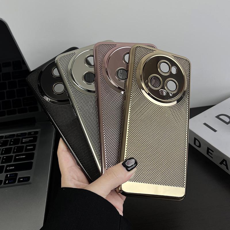 Full Cover Plating Grid Heat Dissipation PC Case With Lens Film For Honor Magic5 Magic 5 Pro Back Shell Protector