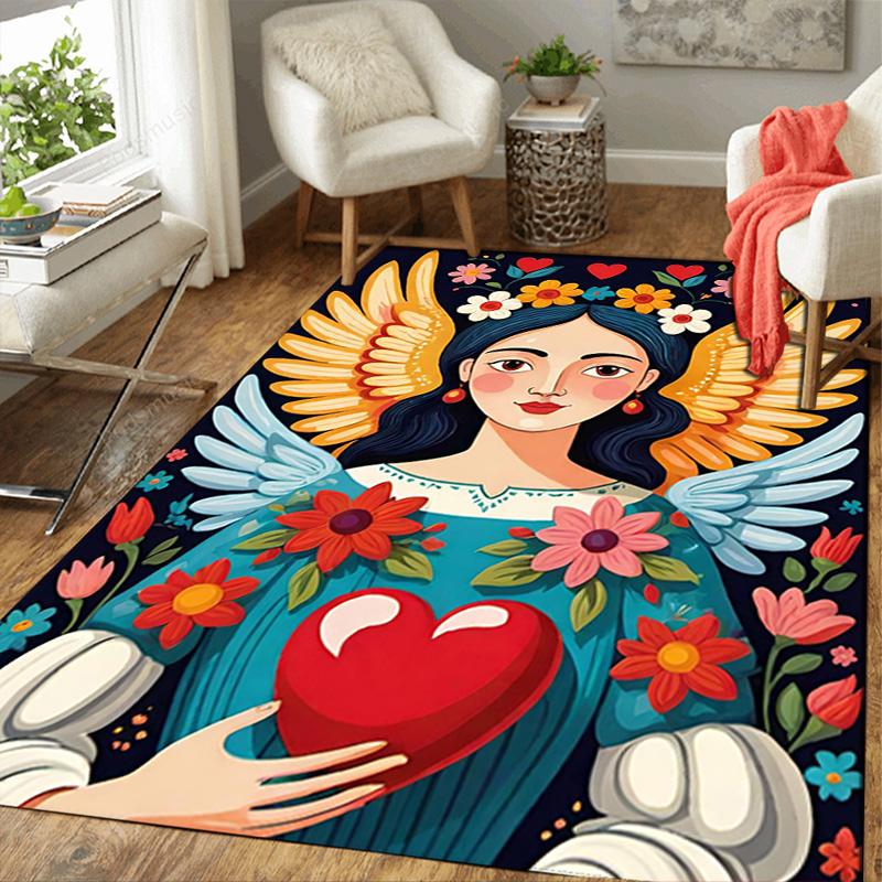 Cozy Floral Girl Heart Rug Floor Mat for Living Room or Bedroom Soft and Comfortable Carpet a Gift for Birthday and Holiday.ZFF0913368
