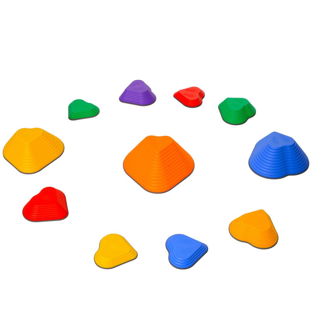 Set da 11 Pezzi di Sassi da Equilibrio a Forma di Cuore per Bambini e Sviluppo Motorio, Multicolore