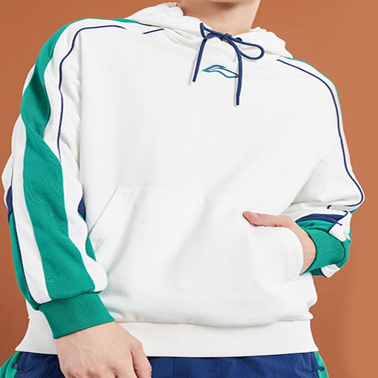 Li Ning Sports Fashion Collection Sweatshirts Unisex Ivory Hooded Moderate Regular AWDQ258-1