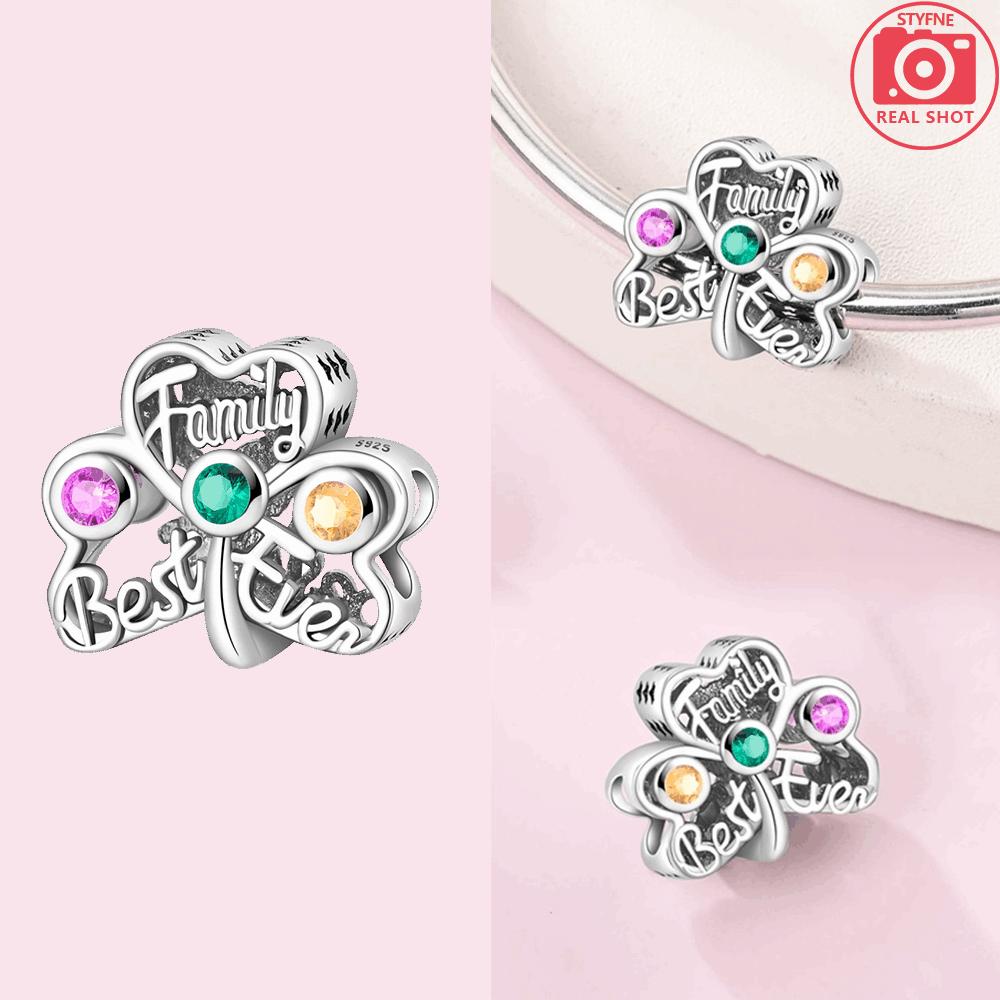 

Charm 925 Silver CloverFamily Love Heart Plant Beads Beads Fit Bracelet Jewelry Making Diy Fine Gift Accessory