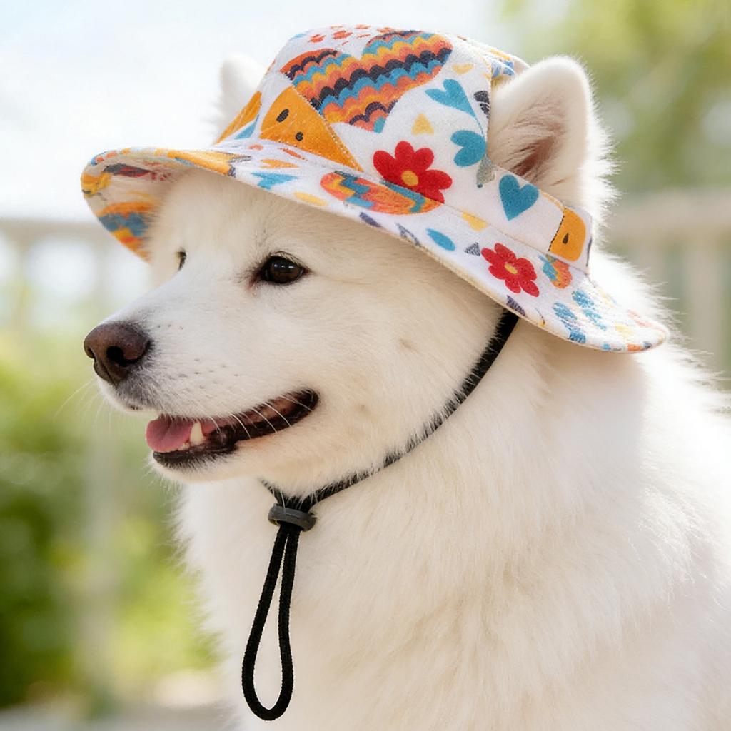 Cooling Pet Hat Dog Sun with Ear Holes, Wide Brim Protection Hat, Adjustable Secure Fit Drawstring for Small And Medium Dogs Outdoor Walking