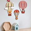 3 Pcs Hot Air Balloon Wall Decor Boho Wooden Nursery Wall Art Cartoon Animals Hot Air Balloon Wall Sculpture for Kids Bedroom Baby Shower Decoration