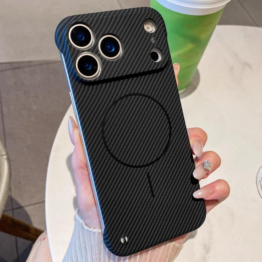 Schlanke rahmenlose Kühl-Kevlar-Kohlefaser-Hülle für iPhone 17 Air 16 15 14 Plus 13 12 Pro Max 11 Für Magsafe Magnetische PC-Abdeckung