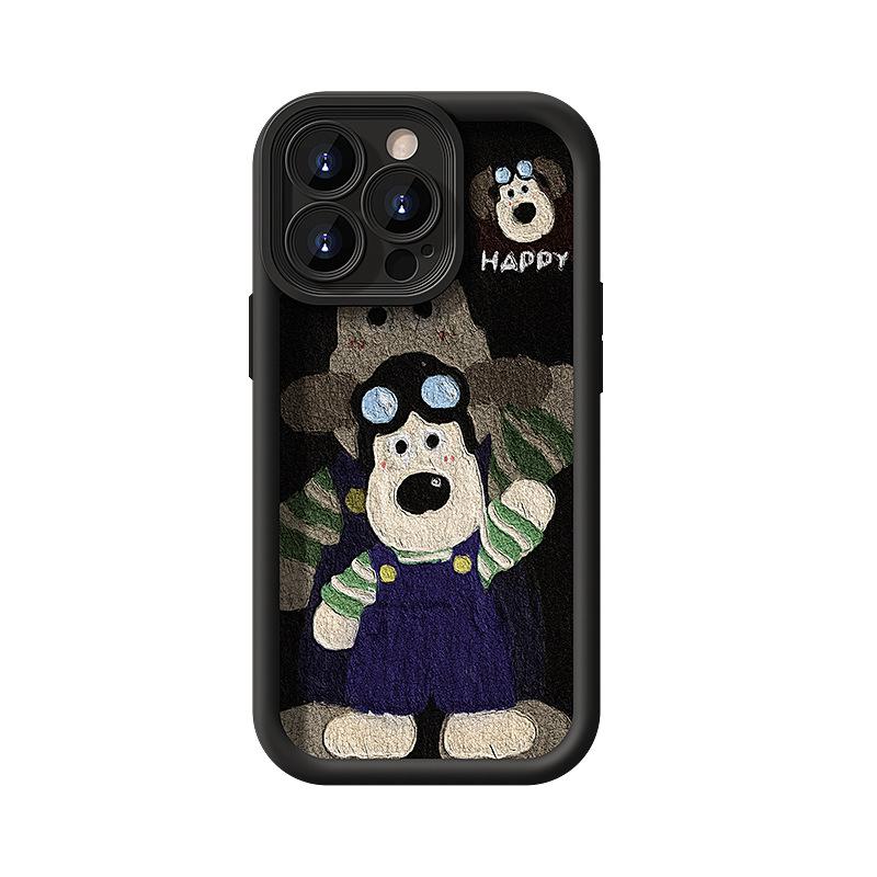 The head dog lanyard is suitable for Apple 16PRO mobile phone case, Huawei OPPO lambskin VIVO Xiaomi iphone 15.
