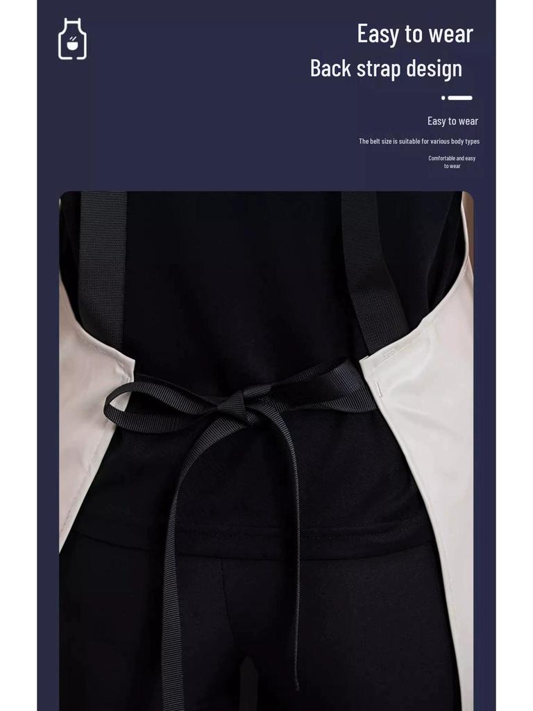 Fashionable PU Waterproof Kitchen Apron, Oil-Proof Waist Design for Men & Women, Ideal for Catering & Milk Tea Shops