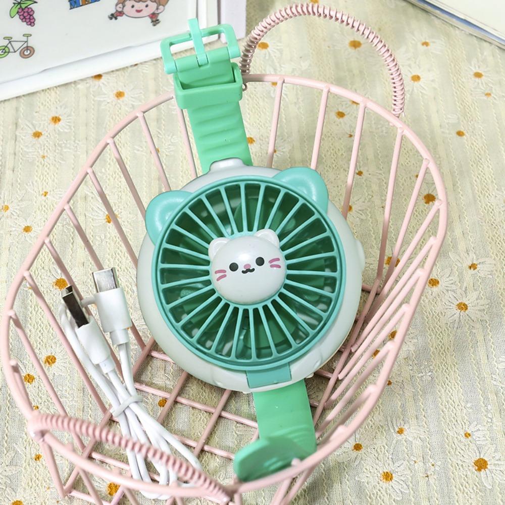 

3 Speeds Portable Cute Watch Fan USB Charging Watch Small Fan Capybara Electric Fan Children Style 6