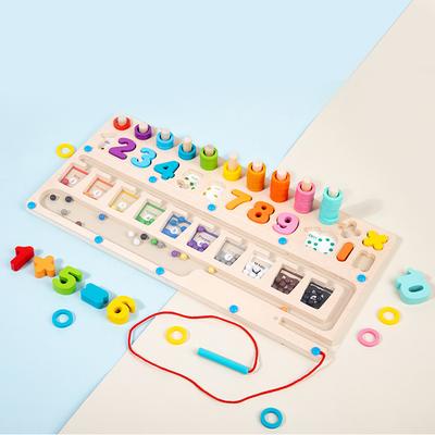 Kinder Holz Früherziehung Kreatives Drei-in-Eins Magnetisches Perlen Logarithmisches Brett Farbklassifizierung Lernspielzeug