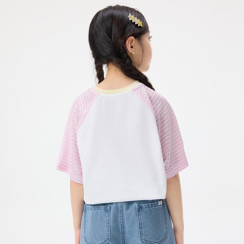 Girls' Color-Block Cartoon Print Short Sleeve T-Shirt