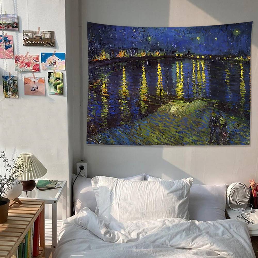 Van Gogh Starry Sky Art Anime Tapestry Hanging Tarot Hippie Wall Rugs Dorm Home Decor