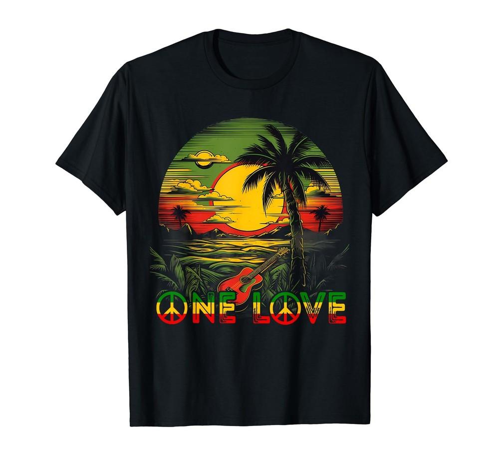 Reggae Music Guitar Rasta Pride Jamaica Rasta Reggae Sunset T-Shirt Unisex T-Shirt M