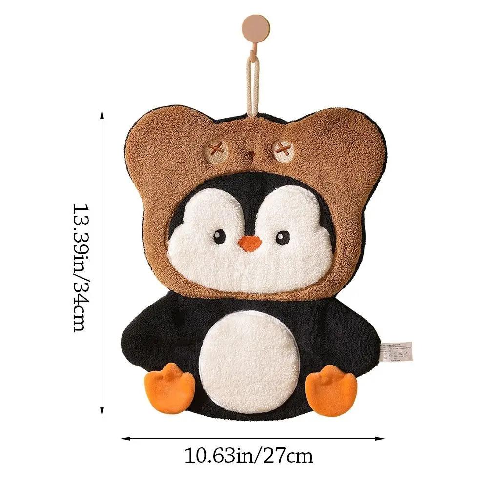 Cartoon 3 Layer Penguin Hand Towel Thickened Water-absorbing Toilet Handkerchief No Shedding Quick Drying Washcloth Household