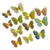 6 Pcs 3D Butterfly Wall Stickers Double-Layer Wing Butterfly Wall Art Glitter Sequined Removable Hollow Mural Decals for Birthday Cake Decoration