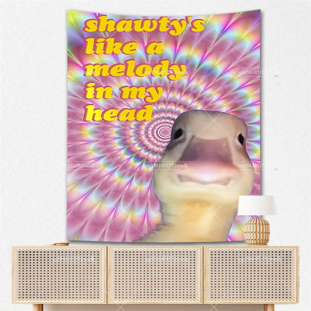 Welcome To My Crib Flag Duck Meme Tapestry For Bedroom Shawty Like A Melody Wall Hanging Tapestry Aesthetic Room Decor Wallpaers