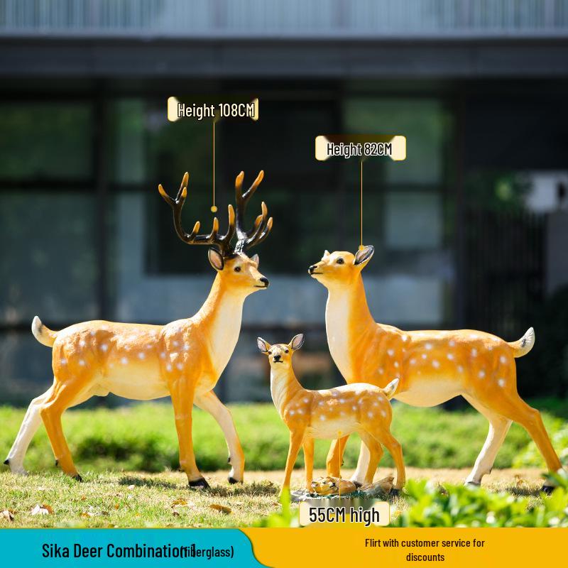 Luminous Fiberglass Sika Deer Sculpture for Garden Lawn Decoration