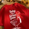Today I Am A Serious Goose Printed Unisex Retro T-Shirt Cotton Tee Summer Clothing Loose Fashion Top Unisex All-Match Streetwear