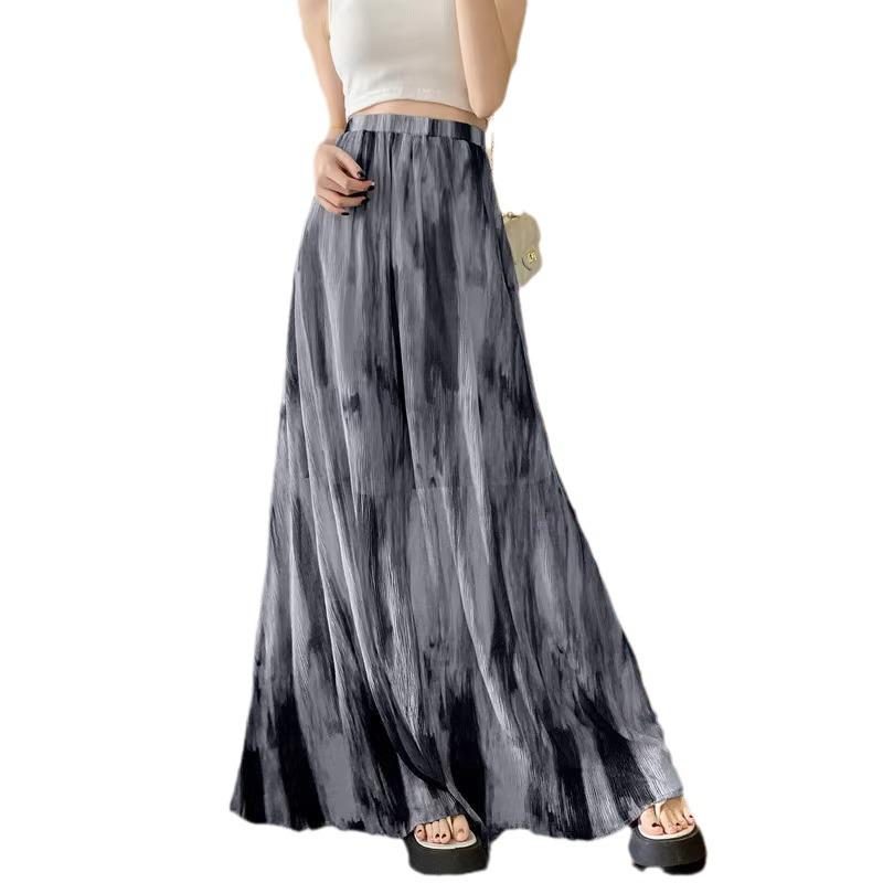 Damen High-Waist Retro Batik Midi-Rock - Frühling/Sommer A-Linie mit Nische Big Swing Design