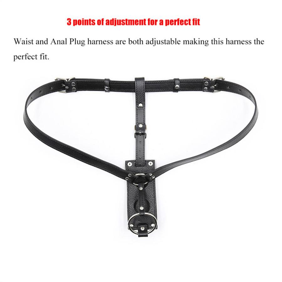 Leather Strapon Butt Plug Dildo Harness Chastity Panties BDSM Bondage Restrained Sex Toys For Men Adult Chastity Belt Device